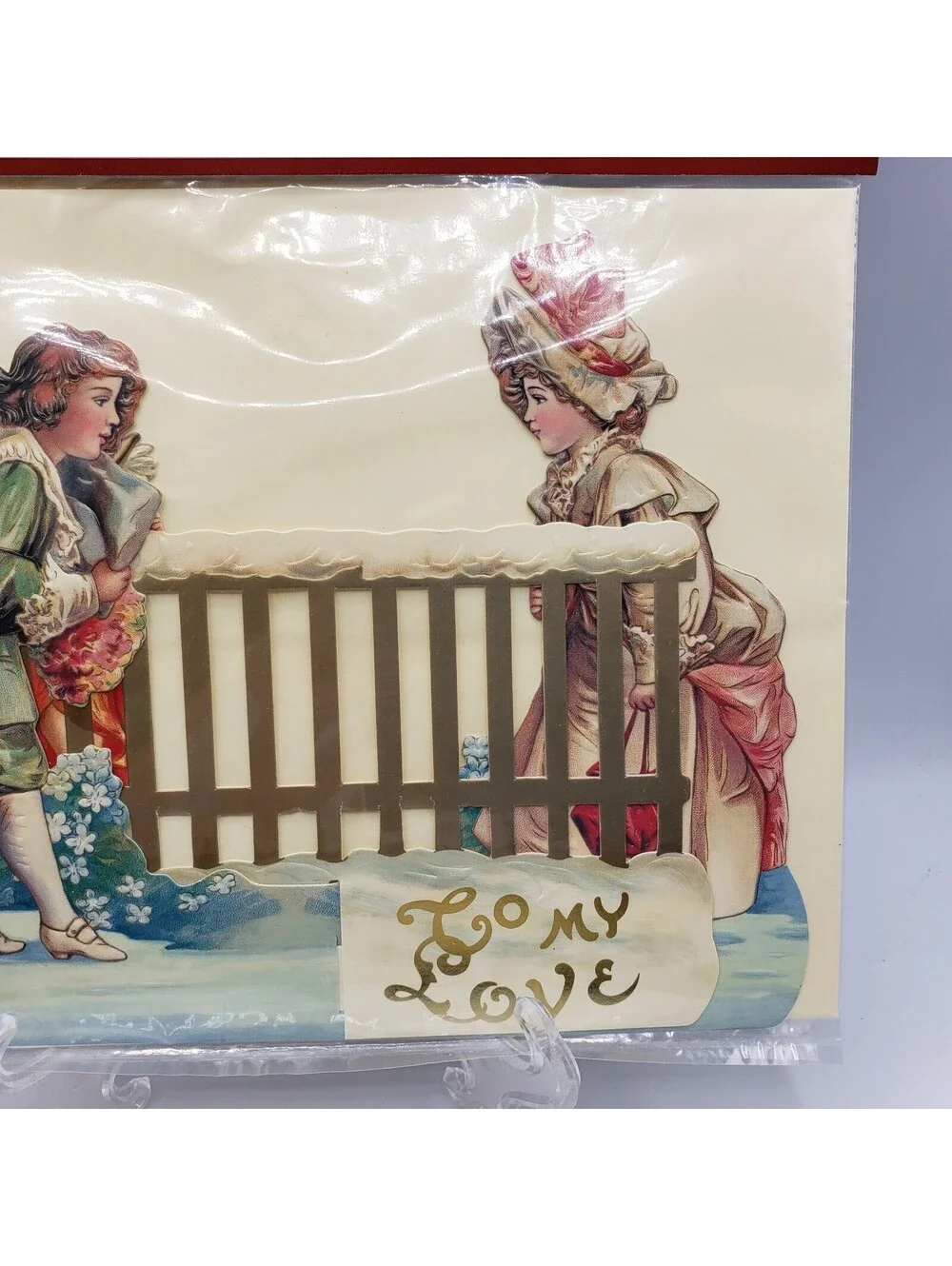 Vintage Diecut Greeting Card 3D To My Love Over the Fence Shackman 1994 NOS